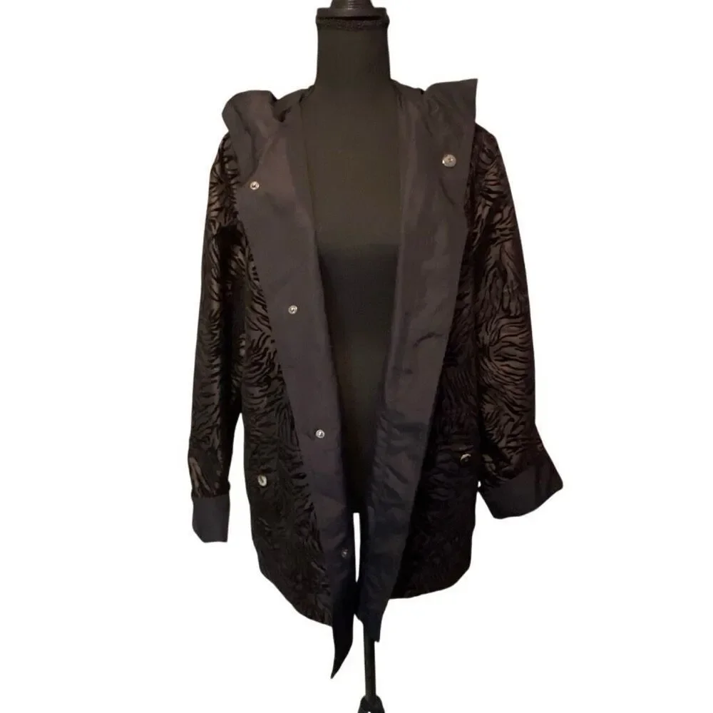 Gallery Women’s Zebra Flocked Reversible Hooded Jacket/Coat